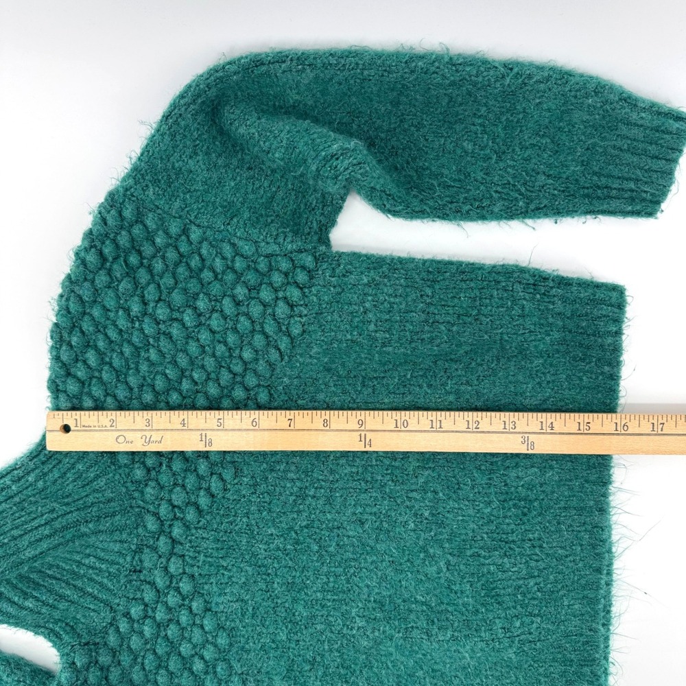 Free People Sweater Women XS Green Mock Neck Boho Chunky Cropped Cozy Pull Over - Picture 10 of 10